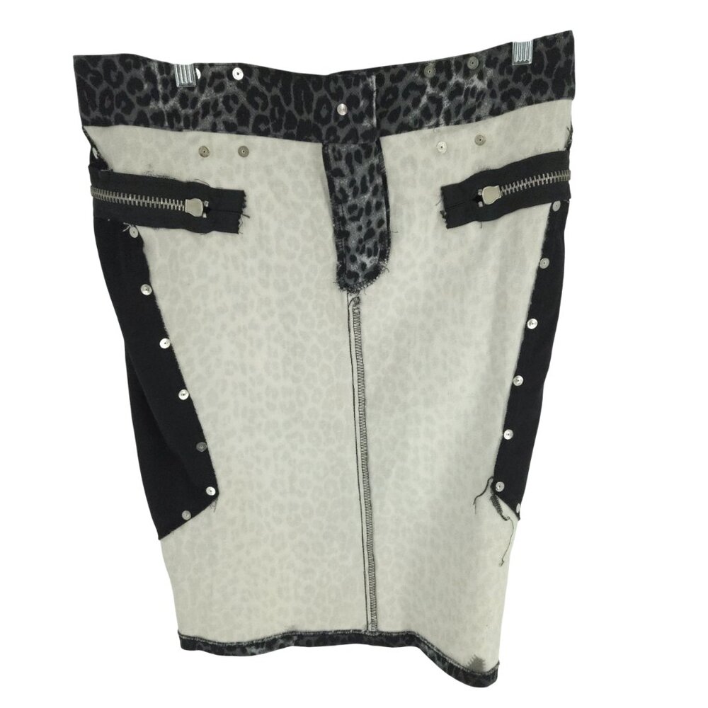 Lip Service Pencil Skirt Punk Grunge Mob wife Animal Print Chains Zippers Y2K L - Picture 16 of 16